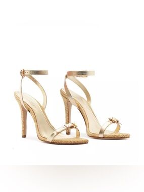 Schutz Women's Aurora Sandals  Platina Gold Size 7.5 M